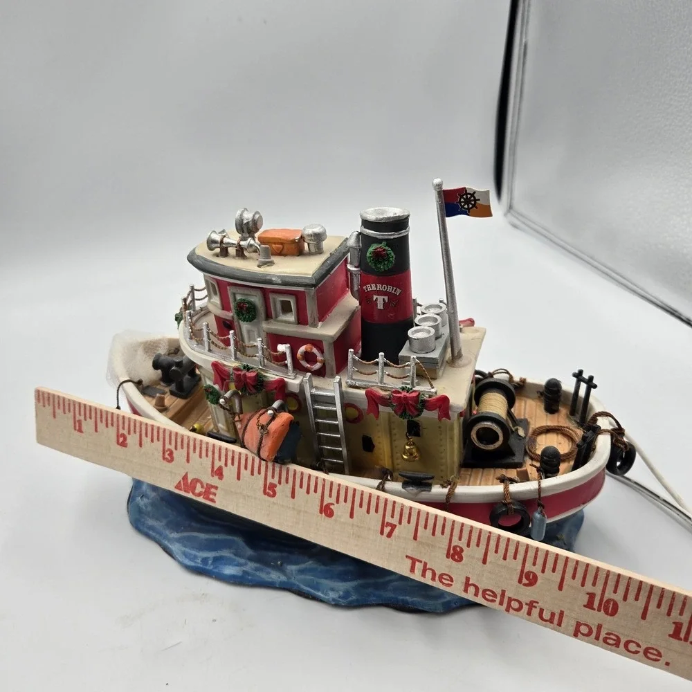 Lemax Carole Town 09 Collection The Robin Tug Boat Light Up Table Accent W Cord‎